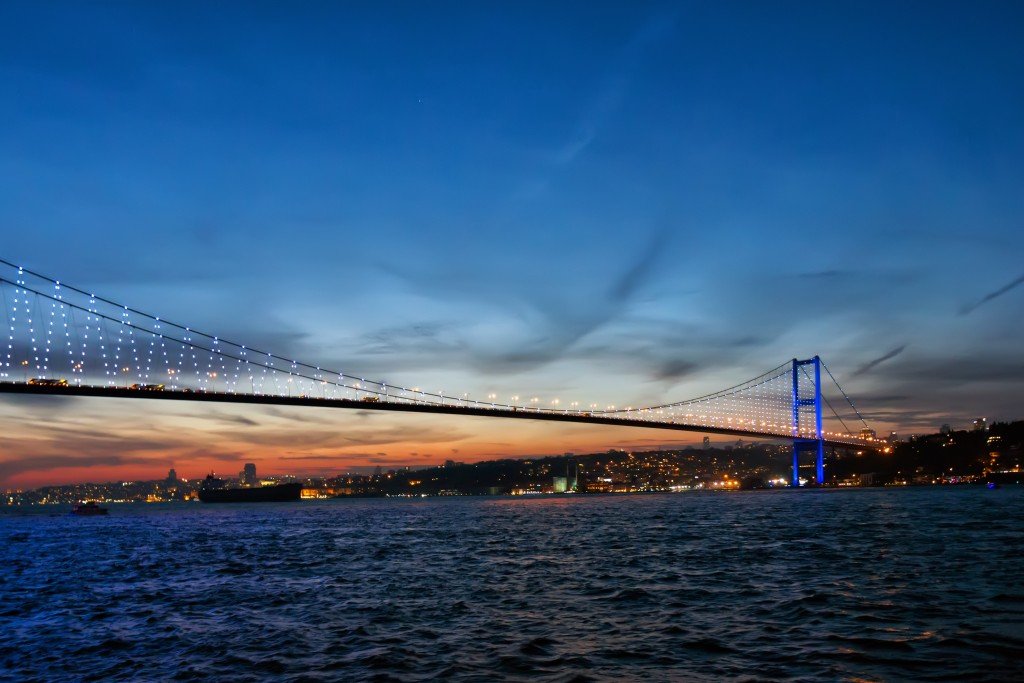 Bosphorus Bridge at sunset, Istanbul, Turkey